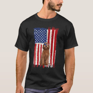 Labradoodle Hund American Flagga Patriotic 4th of T Shirt