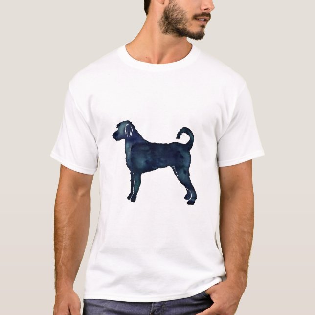 Labradoodle Hund aveln Silhouette Black Watercolor T Shirt (Framsida)