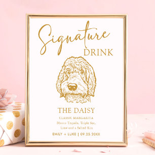 Labradoodle Hund Bröllop Namnteckning Drink-tecken Poster