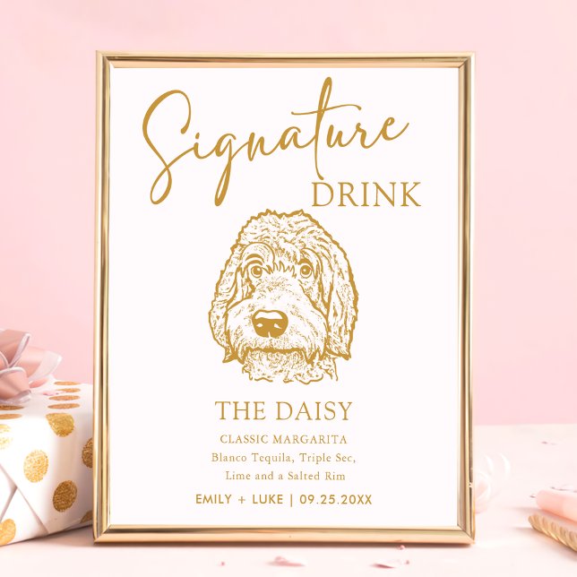 Labradoodle Hund Bröllop Namnteckning Drink-tecken Poster (Skapare uppladdad)