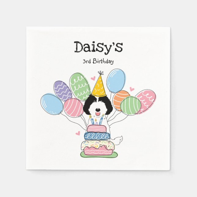 Labradoodle Hund Födelsedagsfest Pappra blöjor Pappersservett (Framsidan)