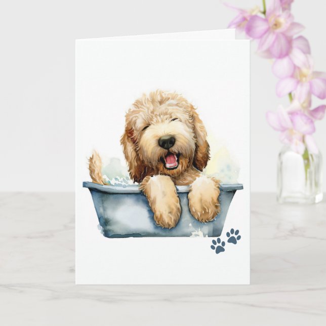 Labradoodle Hund Folded Hälsning Kort (Orkide)