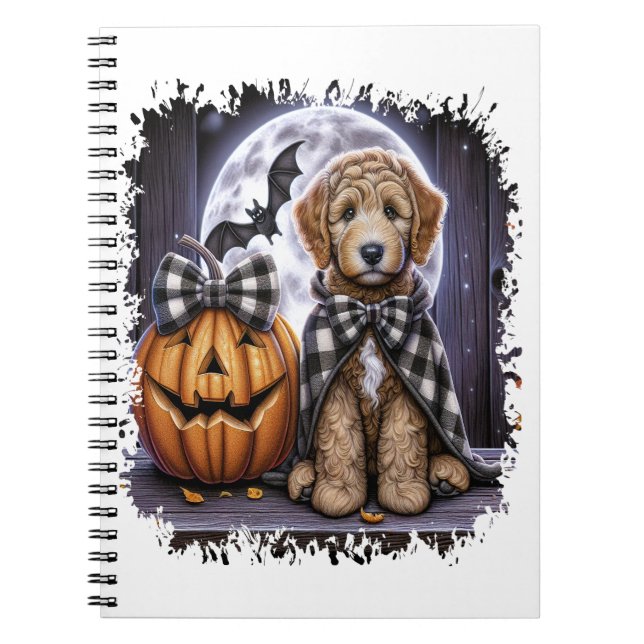 Labradoodle Hund Halloween Square Anteckningsbok (Framsidan)