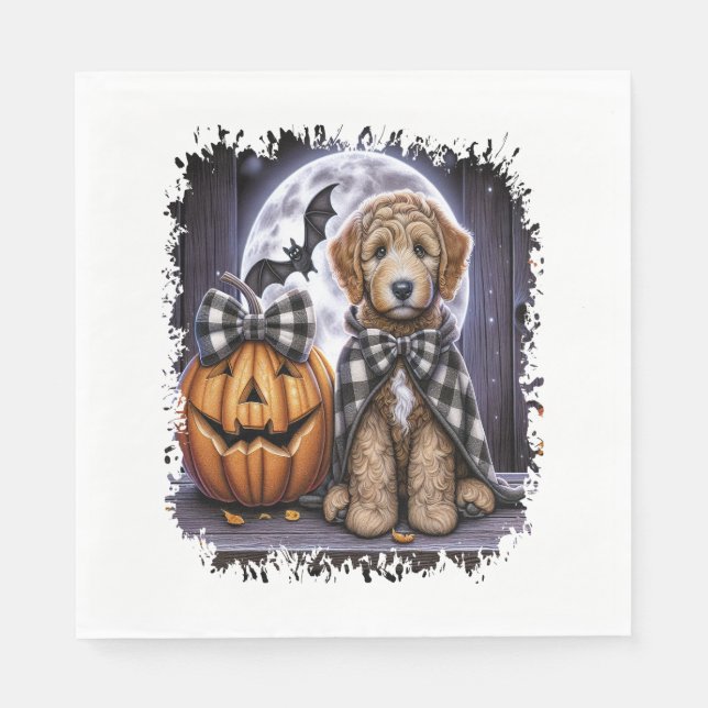 Labradoodle Hund Halloween Square Pappersservett (Framsidan)