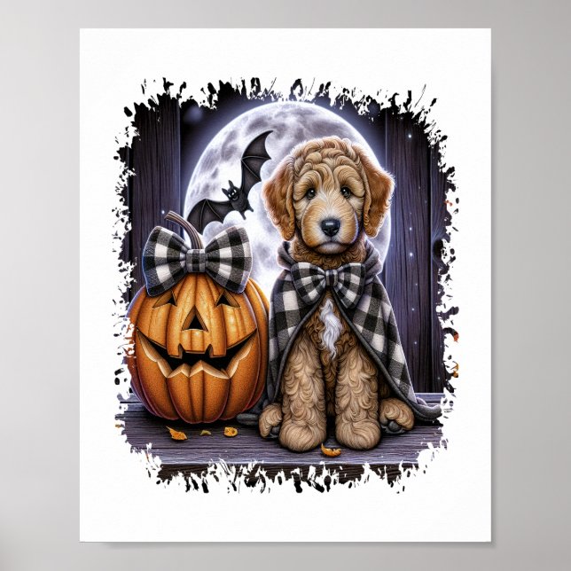Labradoodle Hund Halloween Square Poster (Framsidan)