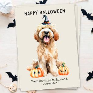Labradoodle Hund Happy halloween Julkort