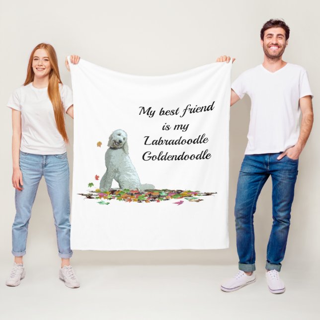 Labradoodle Hund in Löv Hund Quote Fleece Blanket (På plats)