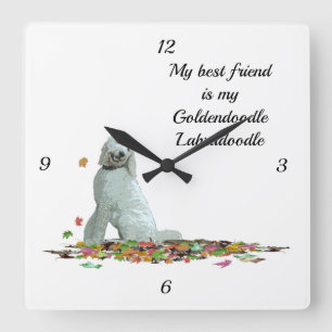 Labradoodle Hund in Löv Quote Wall Clock Fyrkantig Klocka