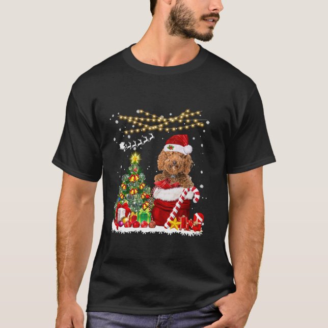 Labradoodle Hund Julgran Ljus Hundägare Xm T Shirt (Framsida)