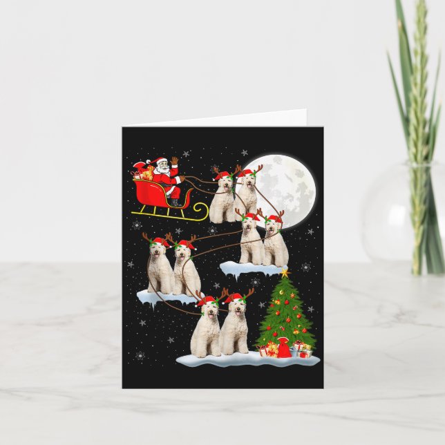 Labradoodle Hund Jultomte Släd Flygande Rolig Magi Kort (Framsida)