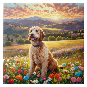 Labradoodle hund kakelplatta