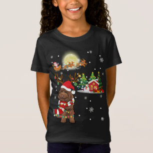 Labradoodle Hund Light jul Reindeer Träd Julafton T Shirt