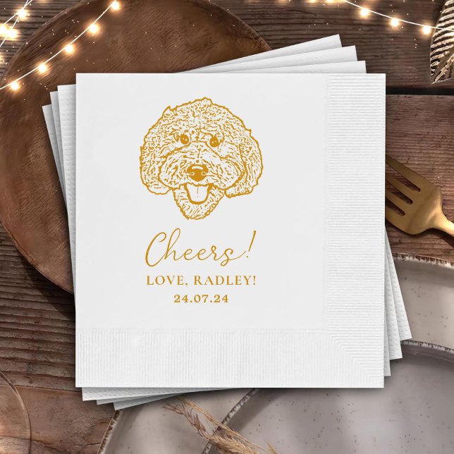 Labradoodle Hund Personlig Cheers Napkins Pappersservett (Skapare uppladdad)