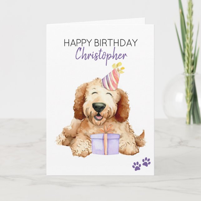 Labradoodle Hund Personlig Grattis på födelsedagen Kort (Framsida)