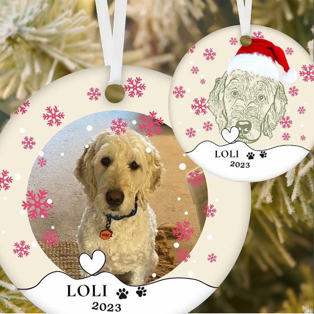 Labradoodle Hund Personlig Hand Teckning Julgransprydnad Keramik (Skapare uppladdad)
