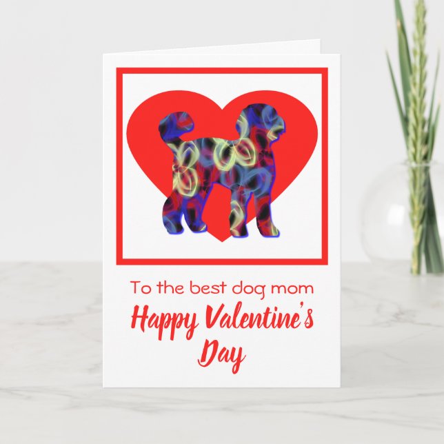 Labradoodle Hund Red Valentine Day Greeting Card Tack Kort (Framsida)
