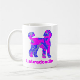 Labradoodle Hund Silhouette Crazy Shock rosa Kaffemugg
