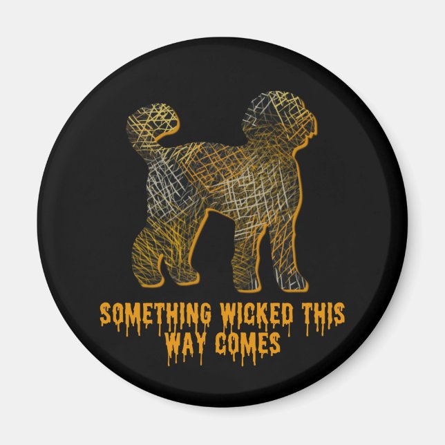 Labradoodle Hund Silhouette Roligt Halloween Magnet (Framsidan)