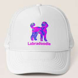 Labradoodle Hund Silhouette Shock rosa & Blue Keps