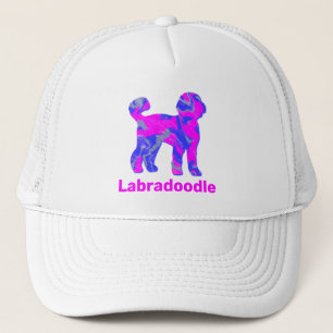 Labradoodle Hund Silhouette Shock rosa & Blue Keps