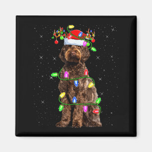 Labradoodle Hund Xmas Belysning Tomte Labradoodle Magnet