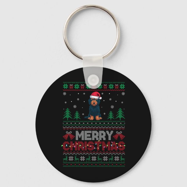 Labradoodle Hundälskarna Santa Hat Julgran Li Nyckelring (Framsida)