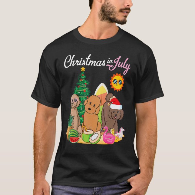 Labradoodle Hundar God jul i juli måndag T Shirt (Framsida)