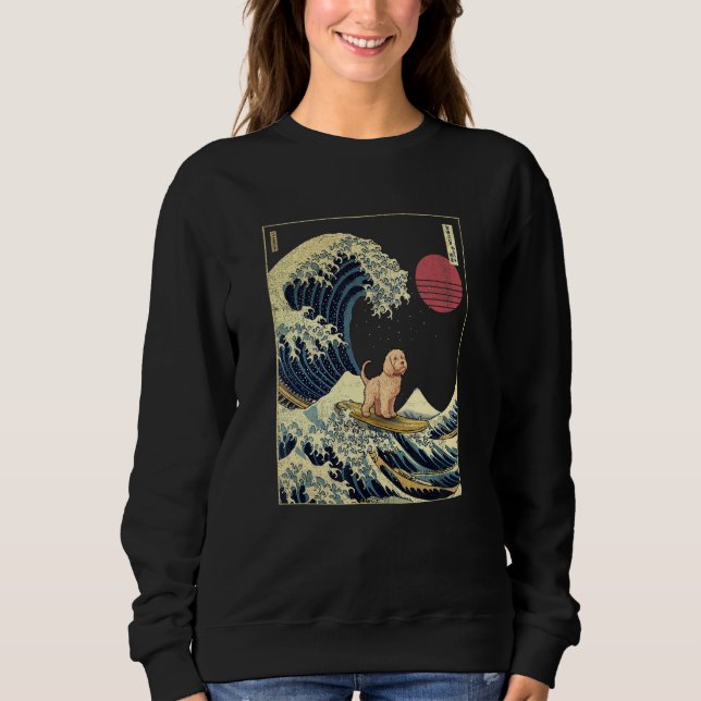 Labradoodle Japanese Kanagawa Wave  Surf Dog T Shirt (Framsida)