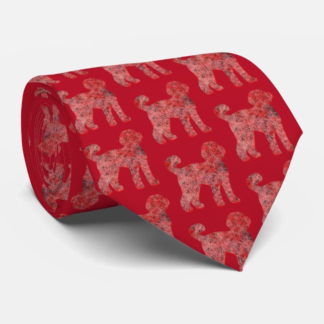 Labradoodle jul Hund Silhouette Red Necktie Slips (Rullad)