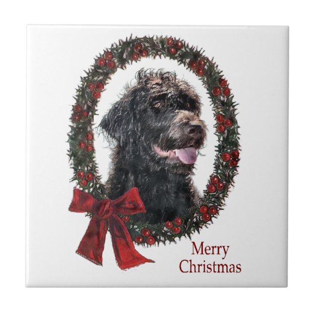 Labradoodle-julklappar Kakelplatta (Framsidan)