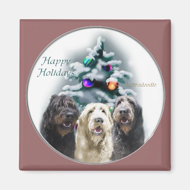 Labradoodle-julklappar Magnet (Framsidan)