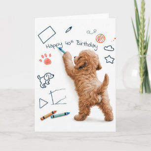 Labradoodle klotter för en 40-årsdag kort