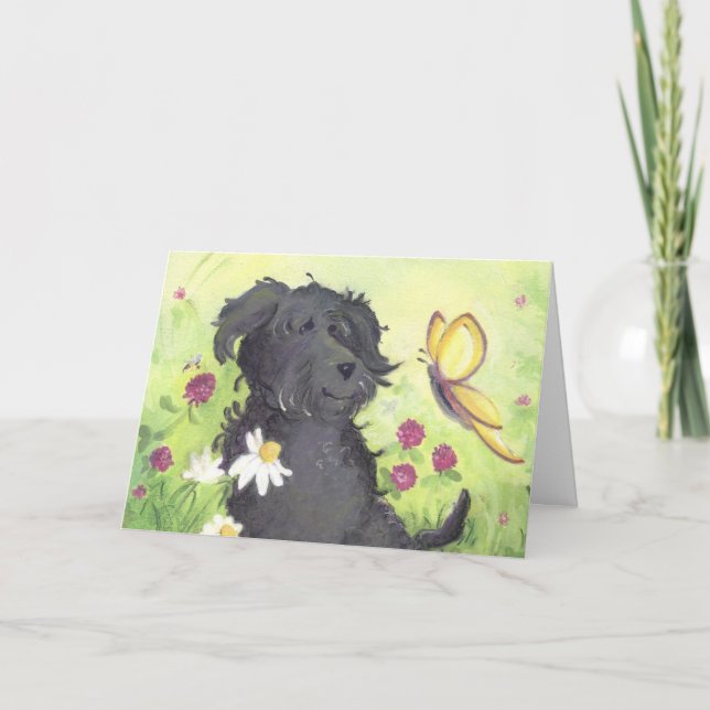 Labradoodle klotterhund/födelsedagkort kort (Framsida)