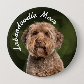 Labradoodle Mamma med grönt bakgrund Knapp