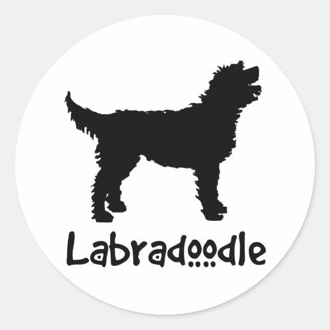 Labradoodle med Coola Text Runt Klistermärke (Framsida)