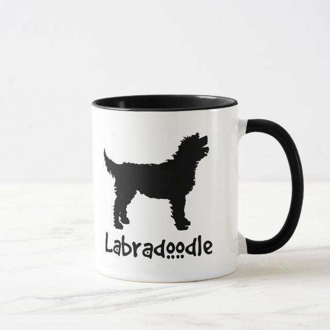 Labradoodle med kall text mugg (Höger)