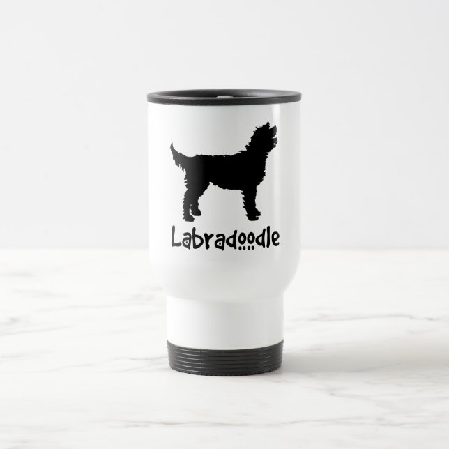 Labradoodle med kall text resemugg (Center)