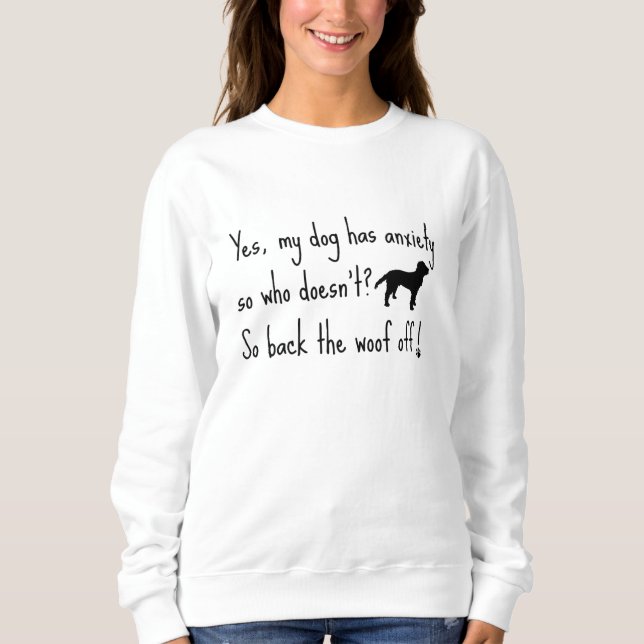 Labradoodle Min Hund Ångest Woof Off T Shirt (Framsida)