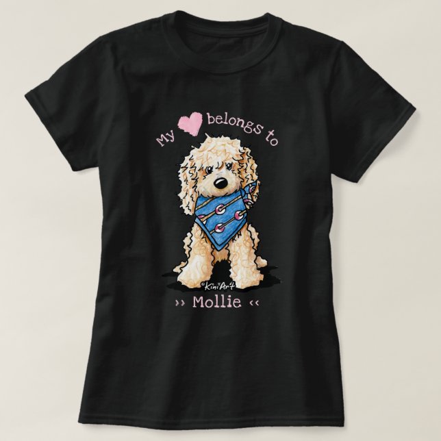 Labradoodle Mitt Hjärta Tillhör T Shirt (Design framsida)