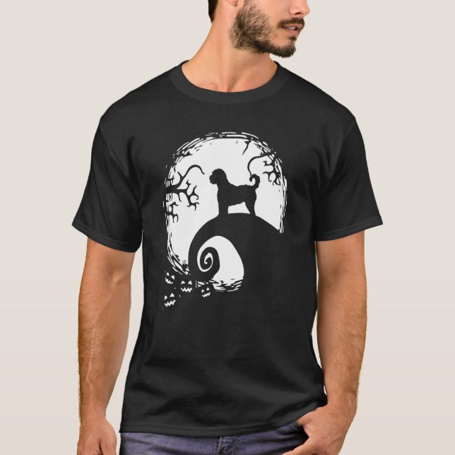 Labradoodle Och Månad Halloween T Shirt (Framsida)