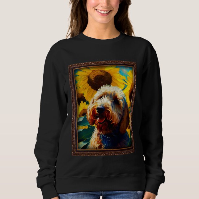 Labradoodle Painting Sunflower Flower Mom Women Fl T Shirt (Framsida)