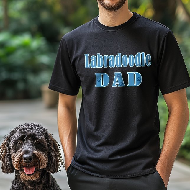 Labradoodle Pappa Blue Typography Tass avtryck T-shirt (Labradoodle Dad T-Shirt)