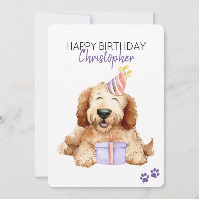 Labradoodle Personlig Grattis på födelsedagen Flat Kort (Framsida)
