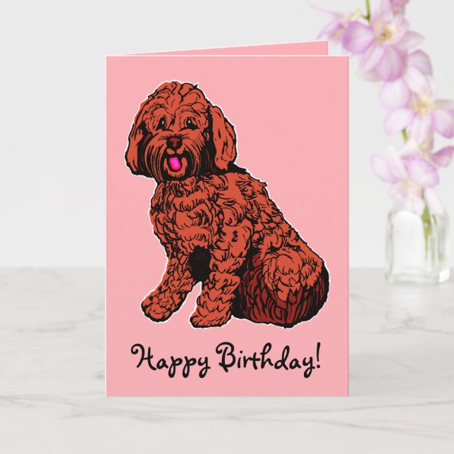 Labradoodle Rosa Grattis på födelsedagen Card Kort (Orkide)