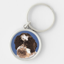 LABRADOODLE RUND SILVERFÄRGAD NYCKELRING