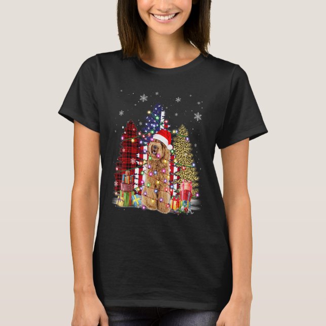 Labradoodle Santa Hat Light Buffalo Play Leopard T Shirt (Framsida)