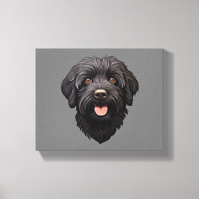 Labradoodle Svart Hund Canvastryck (Framsida)