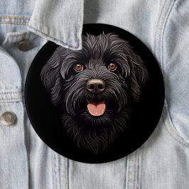 Labradoodle Svart Hund Knapp
