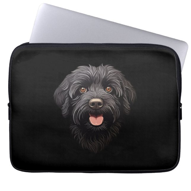Labradoodle Svart Hund Laptop Fodral (Framsidan)