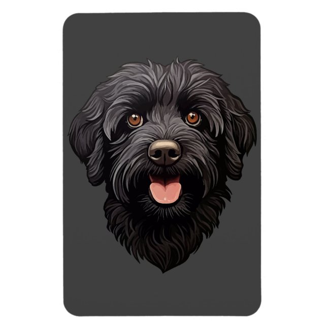 Labradoodle Svart Hund Magnet (Vertikal)